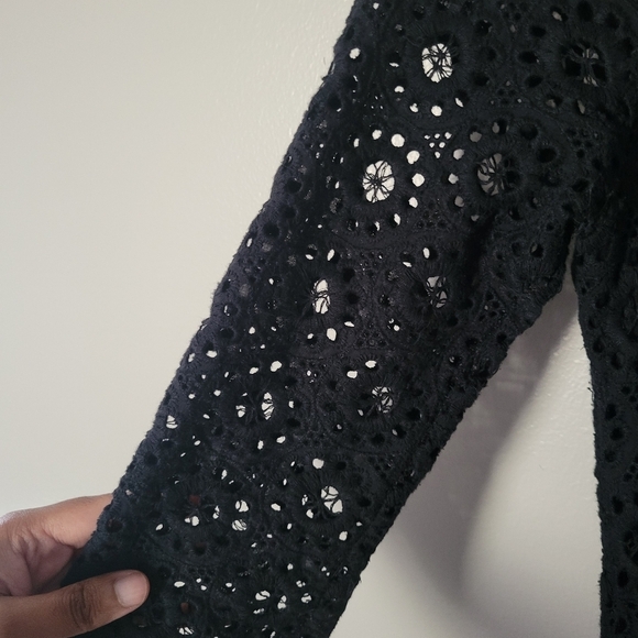 Zara Women's Black 3/4 Sleeve Crochet Bohemian Dress. Size M - Picture 4 of 8